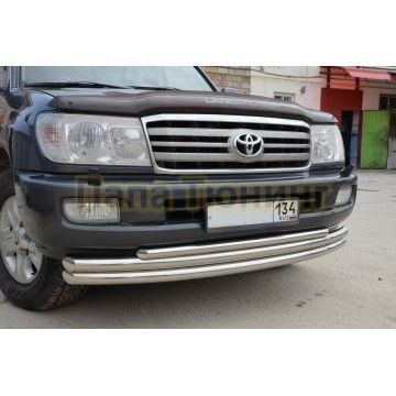 Защита переднего бампера тройная d60/60/42 для Toyota Land Cruiser 100 1998-2007