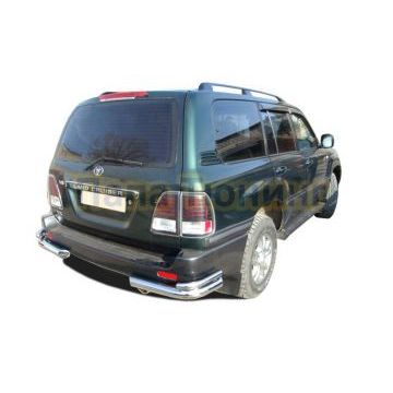 Защита заднего бампера угловая двойная d76/42 для Toyota Land Cruiser 100 1998-2007
