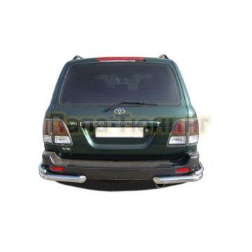 Защита заднего бампера угловая двойная d76/42 для Toyota Land Cruiser 100 1998-2007