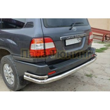 Защита заднего бампера угловая большая d76/42 для Toyota Land Cruiser 100 1998-2007