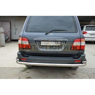 Защита заднего бампера угловая большая d76/42 для Toyota Land Cruiser 100 1998-2007