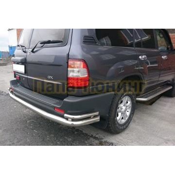 Защита заднего бампера угловая большая d76/42 для Toyota Land Cruiser 100 1998-2007