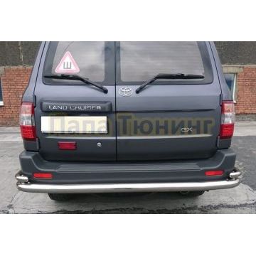 Защита заднего бампера угловая большая d76/42 для Toyota Land Cruiser 100 1998-2007