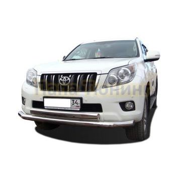 Защита переднего бампера двойная d76/75х42 овал для Toyota Land Cruiser Prado 150 2009-2013
