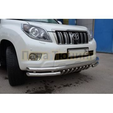 Защита переднего бампера тройная с защитой акула d60/53/42 для Toyota Land Cruiser Prado 150 2009-2013