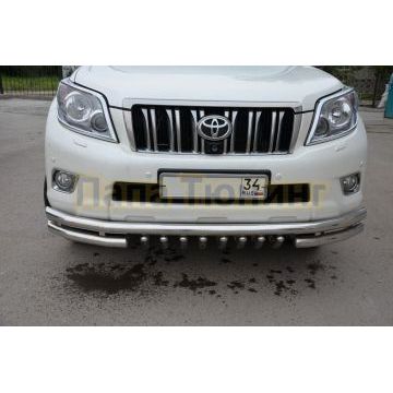 Защита переднего бампера тройная с защитой акула d60/53/42 для Toyota Land Cruiser Prado 150 2009-2013