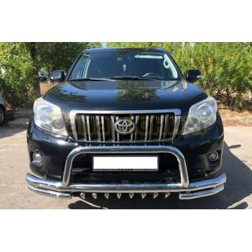 Защита переднего бампера «акула»+скоба d76/60/42 для Toyota Land Cruiser Prado 150 2009-2013