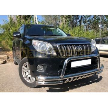 Защита переднего бампера «акула»+скоба d76/60/42 для Toyota Land Cruiser Prado 150 2009-2013