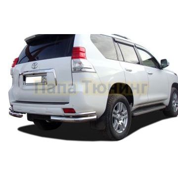 Защита заднего бампера угловая двойная d76/42 для Toyota Land Cruiser Prado 150 2009-2013