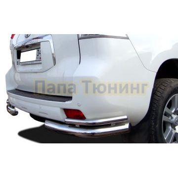 Защита заднего бампера угловая двойная d76/42 для Toyota Land Cruiser Prado 150 2009-2013
