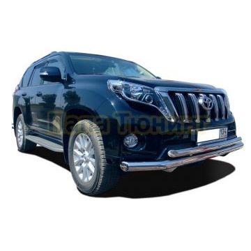 Защита переднего бампера двойная d76/60 для Toyota Land Cruiser Prado 150 2013-2017