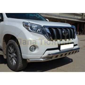 Защита переднего бампера с пластинами d60/60 для Toyota Land Cruiser Prado 150 2013-2017