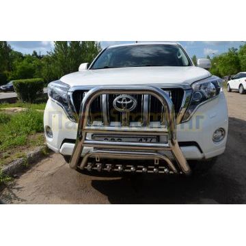Защита переднего бампера скоба высок+ акула d76/60/42 для Toyota Land Cruiser Prado 150 2013-2017