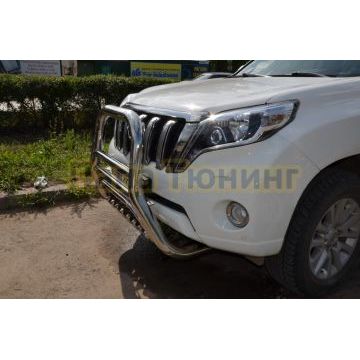 Защита переднего бампера скоба высок+ акула d76/60/42 для Toyota Land Cruiser Prado 150 2013-2017