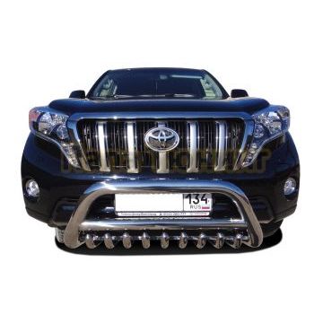 Защита переднего бампера скоба низкая+акула d76/60/42 для Toyota Land Cruiser Prado 150 2013-2017