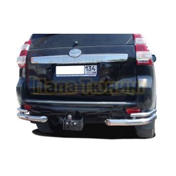 Защита заднего бампера угловая двойная d76/42 для Toyota Land Cruiser Prado 150 2013-2017