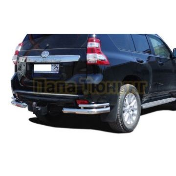 Защита заднего бампера угловая двойная d76/42 для Toyota Land Cruiser Prado 150 2013-2017