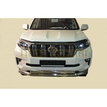 Защита переднего бампера двойная d76/75х42 овал для Toyota Land Cruiser Prado 150 2017-