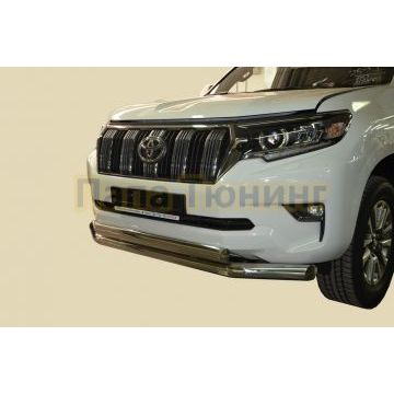 Защита переднего бампера двойная d76/75х42 овал для Toyota Land Cruiser Prado 150 2017-