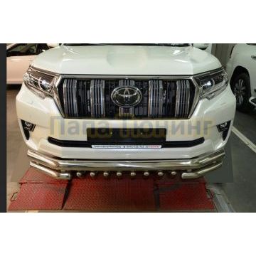 Защита переднего бампера тройная с защитой акула d76/60/42 для Toyota Land Cruiser Prado 150 2017-