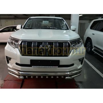 Защита переднего бампера тройная с защитой акула d76/60/42 для Toyota Land Cruiser Prado 150 2017-