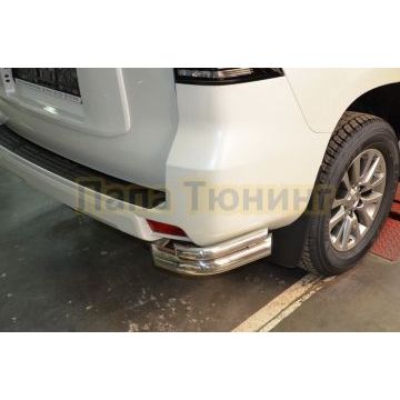 Защита заднего бампера угловая малая d76/42 для Toyota Land Cruiser Prado 150 2017-