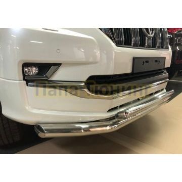 Защита переднего бампера двойная d76/60 для Toyota Land Cruiser Prado 150 Style 2019-
