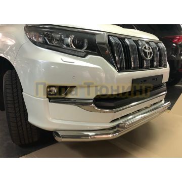 Защита переднего бампера двойная d76/60 для Toyota Land Cruiser Prado 150 Style 2019-