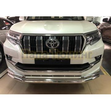 Защита переднего бампера двойная d76/42 для Toyota Land Cruiser Prado 150 Style 2019-