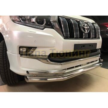 Защита переднего бампера двойная d76/42 для Toyota Land Cruiser Prado 150 Style 2019-
