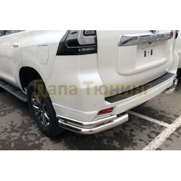 Защита заднего бампера угловая двойная d76/42 для Toyota Land Cruiser Prado 150 Style 2019-