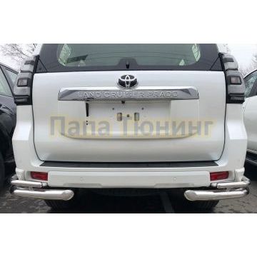 Защита заднего бампера угловая двойная d76/42 для Toyota Land Cruiser Prado 150 Style 2019-