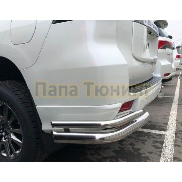 Защита заднего бампера угловая двойная d76/42 для Toyota Land Cruiser Prado 150 Style 2019-