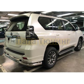 Защита заднего бампера угловая большая d76/42 для Toyota Land Cruiser Prado 150 Style 2019-