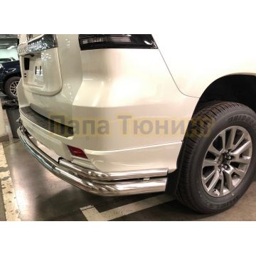 Защита заднего бампера угловая большая d76/42 для Toyota Land Cruiser Prado 150 Style 2019-