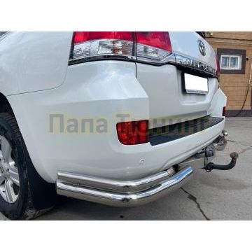 Защита заднего бампера угловая двойная d76/42 для Toyota Land Cruiser 200 2012-2015