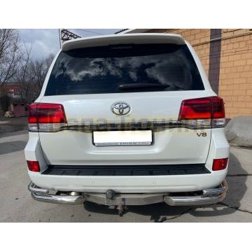 Защита заднего бампера угловая двойная d76/42 для Toyota Land Cruiser 200 2012-2015