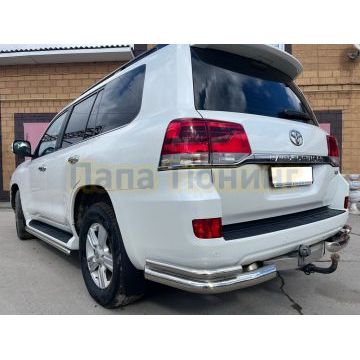 Защита заднего бампера угловая двойная d76/42 для Toyota Land Cruiser 200 2012-2015