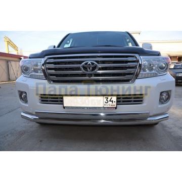 Защита переднего бампера двойная d76/75х42 овал для Toyota Land Cruiser 200 2012-2015