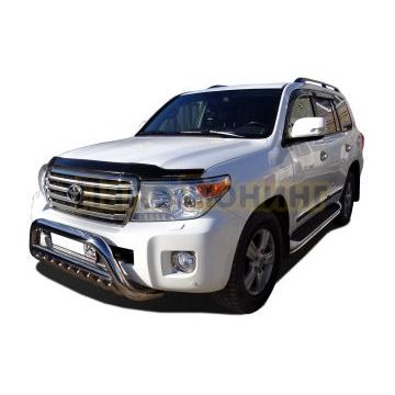 Защита переднего бампера скоба низкая+ «акула» d76/60/42 для Toyota Land Cruiser 200 2012-2015