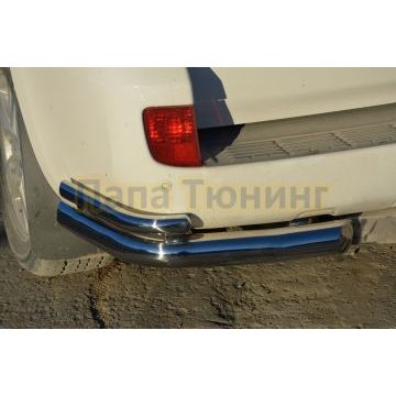 Защита заднего бампера угловая двойная d76/42 для Toyota Land Cruiser 200 2012-2015