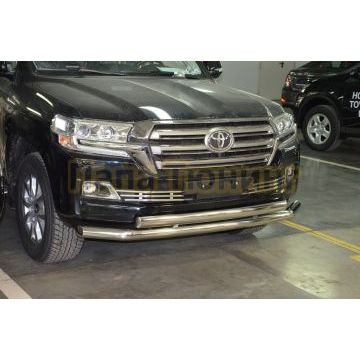 Защита переднего бампера ,овал d76/75х42 для Toyota Land Cruiser 200 2015-