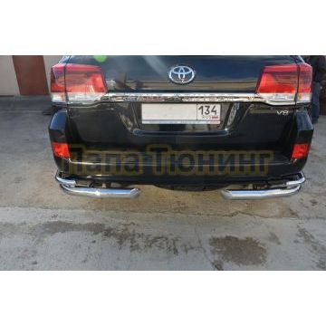Защита заднего бампера угловая двойная d76/42 для Toyota Land Cruiser 200 2015-