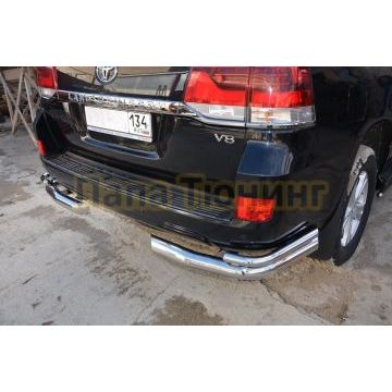 Защита заднего бампера угловая двойная d76/42 для Toyota Land Cruiser 200 2015-