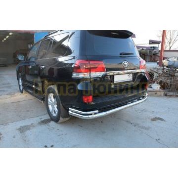 Защита заднего бампера угловая большая d76/42 для Toyota Land Cruiser 200 2015-