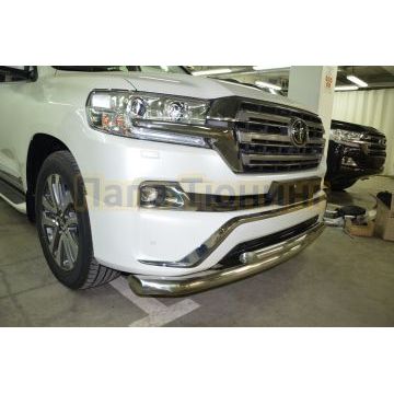 Защита переднего бампера двойная d76/60 для Toyota Land Cruiser 200 Executive 2016-