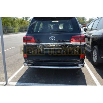 Защита заднего бампера угловая большая d76/42 Папа Тюнинг для Toyota Land Cruiser 200 Executive Lounge 2020- обновленный