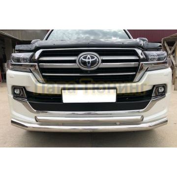Защита переднего бампера двойная d76/60 для Toyota Land Cruiser 200 Executive Lounge 2018-