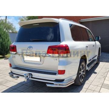 Защита заднего бампера угловая двойная d60/42 для Toyota Land Cruiser 200 Executive Lounge 2018-