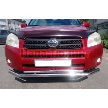 Защита переднего бампера двойная d 60/42 для Toyota RAV4 2006-2009